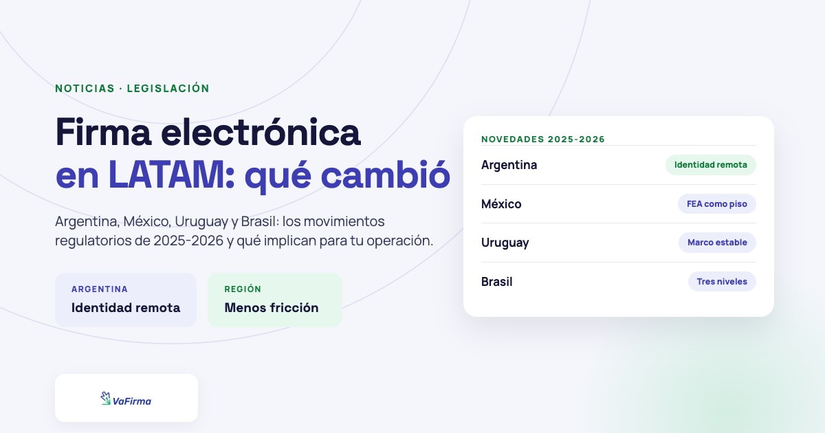 Novedades regulatorias de firma electrónica en Argentina, México, Uruguay y Brasil durante 2025 y 2026