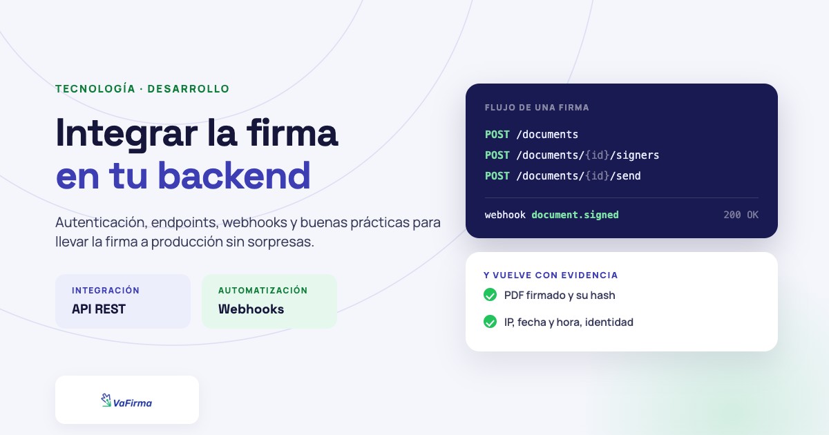 Secuencia de llamadas a la API de firma digital y el webhook que devuelve el documento firmado